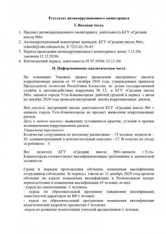 Результат антикоррупционного мониторинга